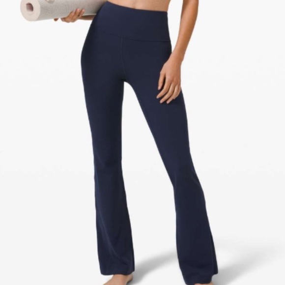 Lululemon blue navy groove pant high waisted flare with wunder under fabric - Picture 1 of 6